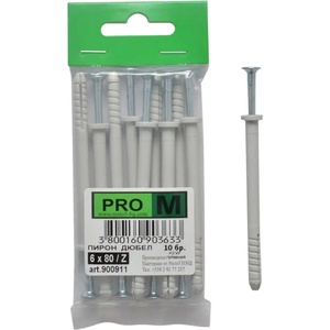 Pro m ПИРОН-ДЮБЕЛ Ф6Х80ММ 10 БРОЯ pro m (3800160903633)