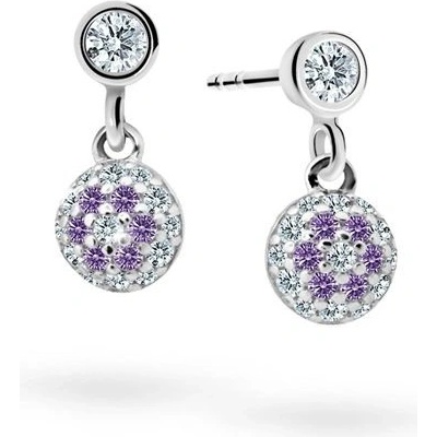 Danfil dětské náušnice C2150 z bílého zlata s kamínky Amethyst zapínání balónek