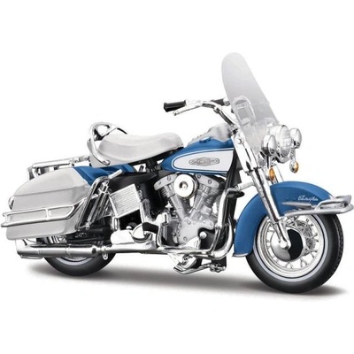 Maisto - HD - Мотоциклет - 1966 FLH Electra Glide, синьо-бял, серия 44, блистер кутия, 1: 18