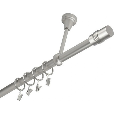 OK-GarnýžeCZ Garnýž kovová jednořadá 19mm Cylinder satina 230 cm do stropu / kroužky s žabkou
