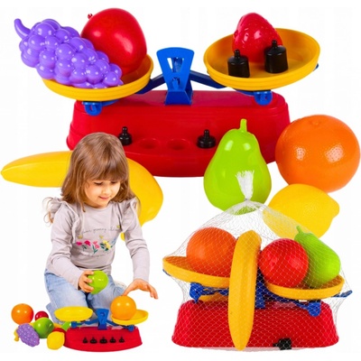 Teddies Ovoce 7ks s váhou kuchyňskou plast v síťce 26x15x15cm