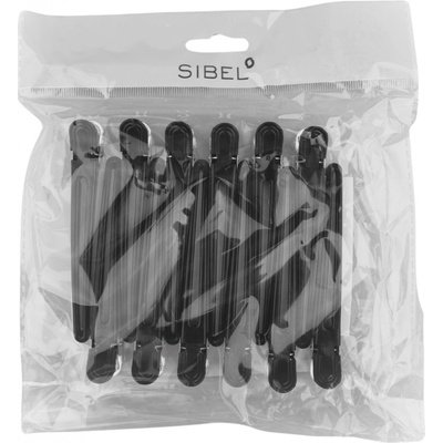Klipsy do vlasů Sibel plast/hliník - 10 cm, černé, 12 ks (934073302)