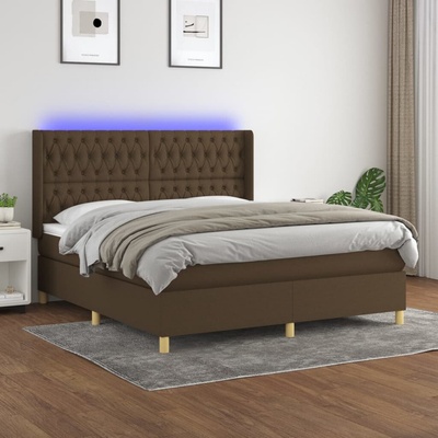 vidaXL 11461.3139128 Boxspring postel s matrací a LED tmavě hnědá textil