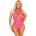 Leg Avenue Lace and Net Keyhole Crossover Teddy 89313 Neon Pink