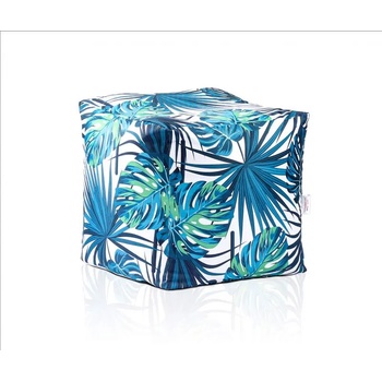 Image 1 of Pufrelax Пуф 130л. , Табуретка Куб XL - Tropical Leaves, Перящ се калъф, Водоустойчив, Пълнеж от Полистиролни перли, принт