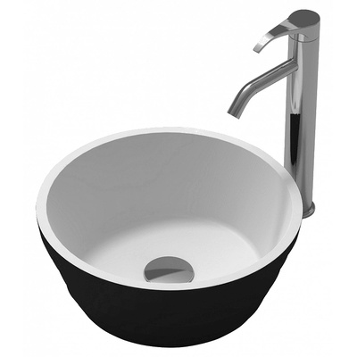 Inter Ceramic Мивка за баня ICC 3837B, монтаж върху мебел, iStone, черен (3837B)