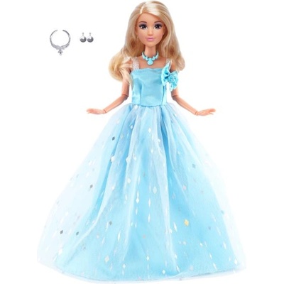 Модна кукла в официална рокля - дълга светлосиня