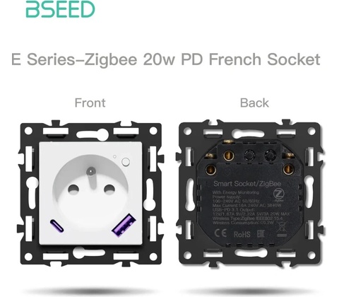 BSEED Zigbee inteligentná zásuvka - Echo Click Biela E Áno