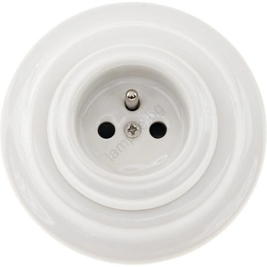 Bohemia-Design - Порцеланова ретро битова розетка с рамка 250V/16A, бяла (BF0009)