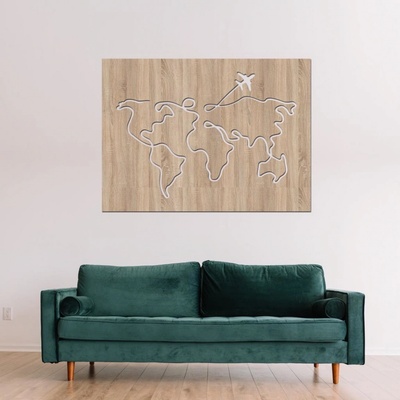 dřevo života Dřevěná mapa světa CESTA Zvolte barvu dekoru: Dub Sonoma, Velikost map: 60x44