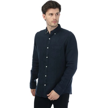 Gant Regular Fit Garment Dyed Linen Shirt - Navy