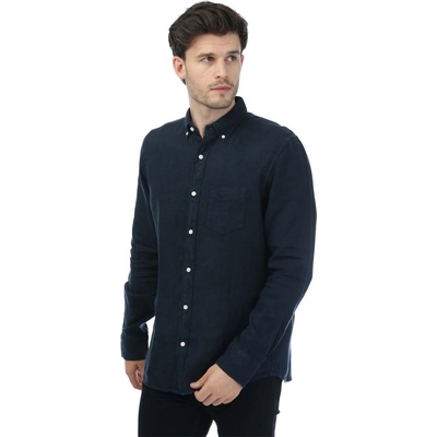 Gant Regular Fit Garment Dyed Linen Shirt - Navy