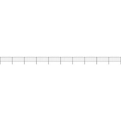 OMAXI Zahradní plot s kopím nahoře ocelový 1673 x 75 cm černý 714417