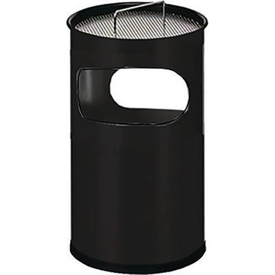 Manutan Expert Kovový venkovní odpadkový koš Stream s popelníkem 30 l černý