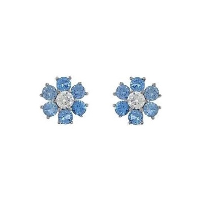 INFINITYSILVER Stříbrné náušnice LUISA 1 kytky modro bílé KE24BZMZss