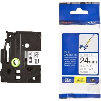 Brother originální páska do tiskárny štítků, Brother, TZE-FX251, černý tisk/bílý podklad, TZEFX251