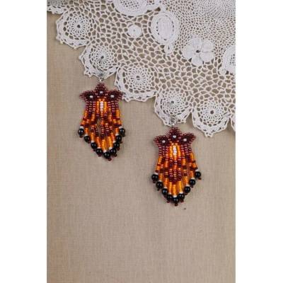 Prosperk náušnice z korálků handmade oranžové S1952