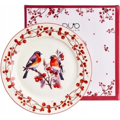 Mělký jídelní talíř Duo Christmas Birds 3, 27 cm