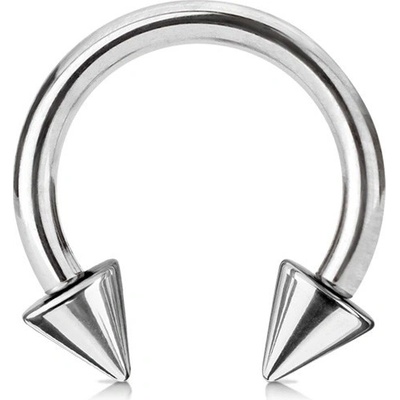 Šperky Eshop Piercing z oceli 316L lesklá podkova s hroty, stříbrná barva, tloušťka 2,4 mm SP45.11