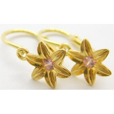 Klenoty Budín Dětské zlaté náušnice s růženíny hvězdičky 00159