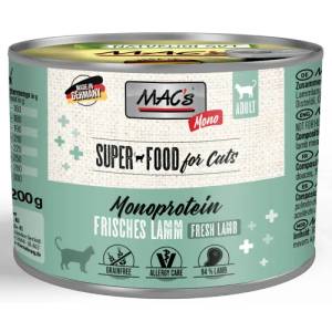 MAC's Mac’s Cat Adult Monoprotein GRAIN FREE, консерва за пораснали котки, БЕЗ ЗЪРНО, за капризни и чувствителни котки, с агне и моркови, 200 гр - Германия - 830VE