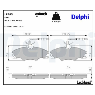 Sada brzdových platničiek kotúčovej brzdy DELPHI LP985