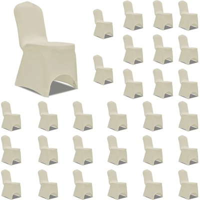 vidaXL Калъфи за столове, разтегателни, кремави, 30 бр (3051643)