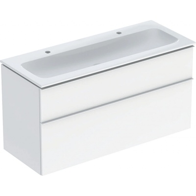 Geberit iCon - Skříňka s dvojumyvadlem, 118x48x63 cm, 2 zásuvky, lesklá bílá 502.338.01.1