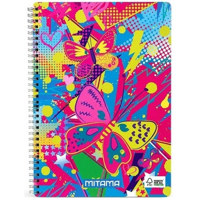 MITAMA Spirálový sešit Fantasy colours A4 čtverečkovaný motýl