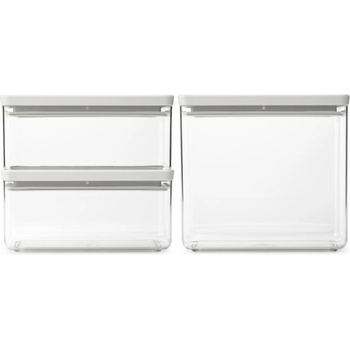 Brabantia Кутии за съхранение на продукти Brabantia Tasty+ Stackable 1008882, 1.5л/3.5л, Без BPA, Плътно затваряне, Светлосив (1008882)