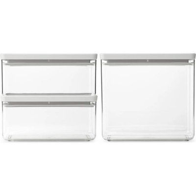 Brabantia Кутии за съхранение на продукти Brabantia Tasty+ Stackable 1008882, 1.5л/3.5л, Без BPA, Плътно затваряне, Светлосив (1008882)