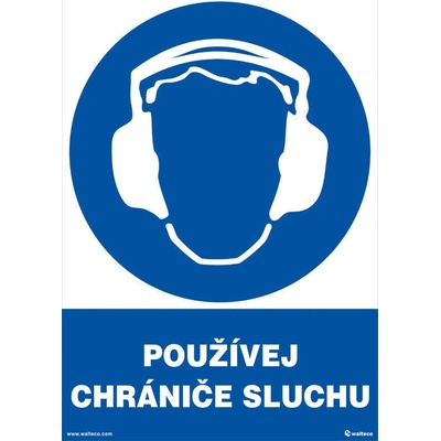 Walteco Používej chrániče sluchu 210x297mm, formát A4, samolepka Množství: 1 ks , 20017
