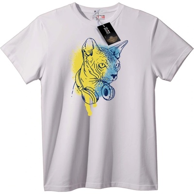 NOONEBRAND Тениска Коте със слушалки - 2XL, White
