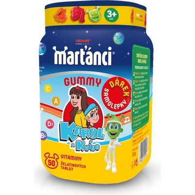 Marťánci Gummy Karol a Kvído 50 tablet +samolepky PROMO