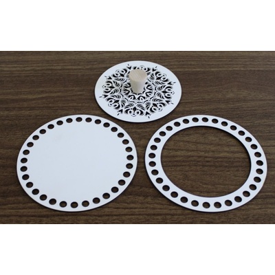 Set prstenec + dno + víko + knopka- dekor BÍLÁ 15 cm typ 1