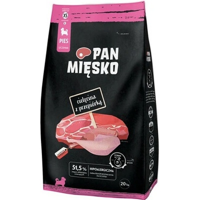 Pan Mięsko Teľacina s prepelicou pre šteniatka chrumky 20 kg