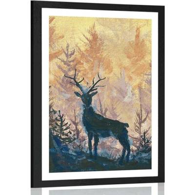 Plakát s paspartou umělecká lesní malba - 20x30 no frame