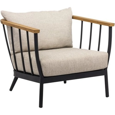 Apple Bee Nízké křeslo Condor, 83x80x66 cm, rám hliník Oyster, područky teak, sedáky venkovní látka Olefin Cotton Flower