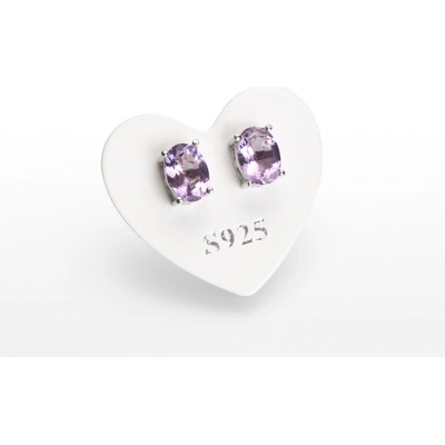 SVĚT KAMENŮ s.r.o. Stříbrné náušnice fazetovaný ametyst ovál 00250504