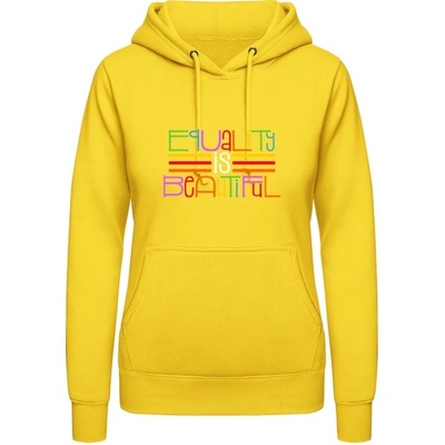 AWDis Hoodie mikina Nápis Rovnosť je krásna slnečná žltá