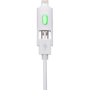 Comma Универсален кабел с Lightning и MicroUSB конектори - Comma Light Dural 2 in 1 Cable (бял)