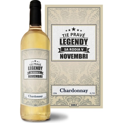 Sablio Tie pravé legendy sa rodia v novembri Chardonnay biele suché víno 12 % 0,75 l (čistá fľaša)