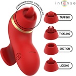 Intense Patty Stimulator with 4 Heads, Suction, Tapping, Tickling & Licking Red