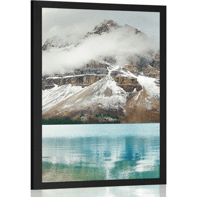 Plakát jezero poblíž nádherné hory - 20x30 black