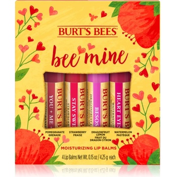 Burt's Bees Bee Mine балсам за устни в пчелен восък вкус Pomegranate, Strawberry, Dragonfruit Lemon, Watermelon 4x4.25 гр