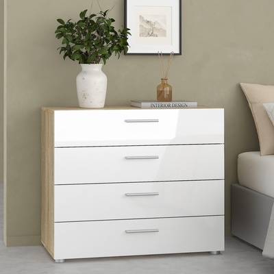 Скрин Pepe с 4 чекмеджета Дъб и бял гланц