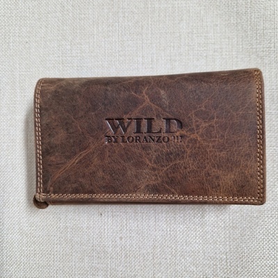 Velká kožená peněženka WILD se zapínáním- hnědá