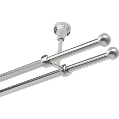 OK-GarnýžeCZ Garnýž kovová dvouřadá 19mm Koule nerez 480 cm do stěny / na tunýlek - bez kroužků