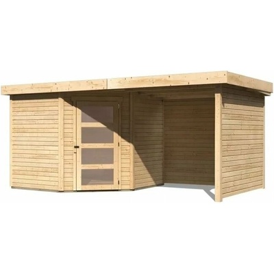 KARIBU SCHWANDORF 5 drevený domček + prístavok 240 cm (77748) 462 x 246 cm, natur LG3910