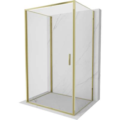 Mexen Exo-3S Кабина за душ с 3 стени, отваряща се, 95 x 110 см, прозрачна, златна (817-095-110-50-00-3S)